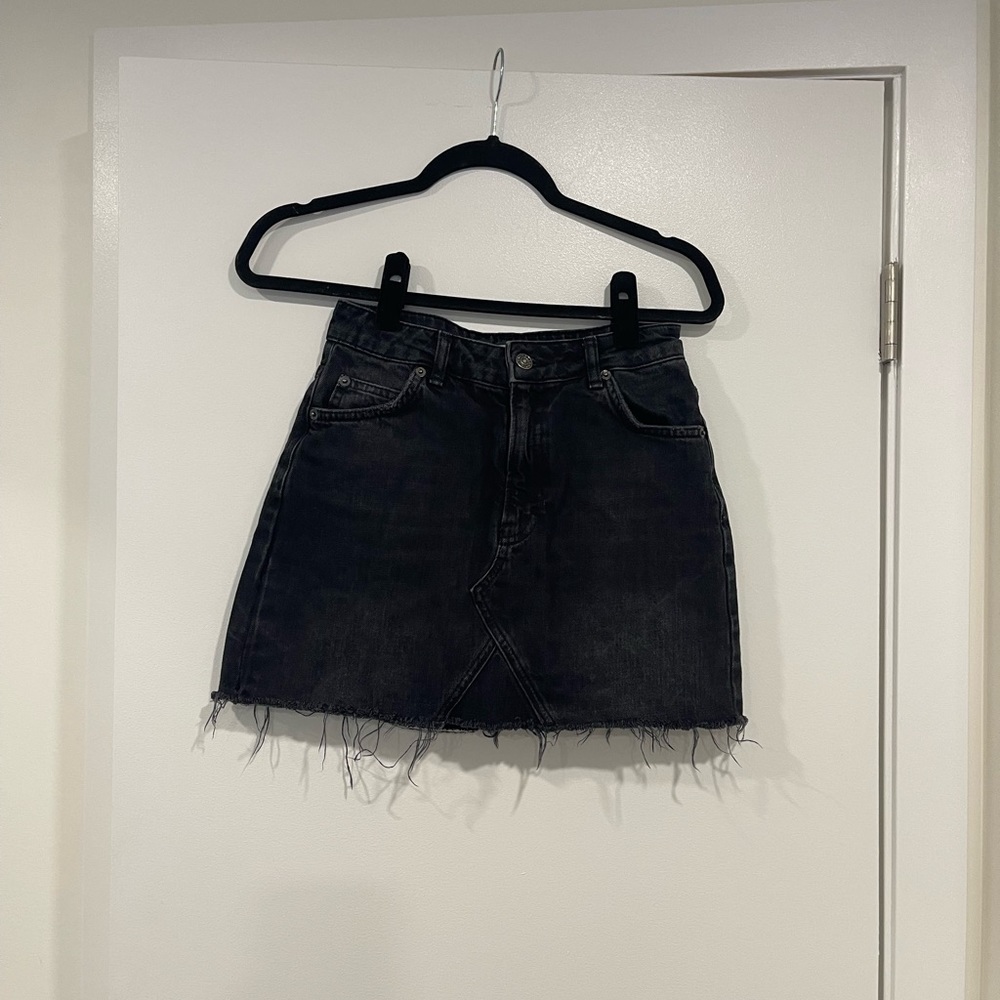 Topshop distressed jean skirt